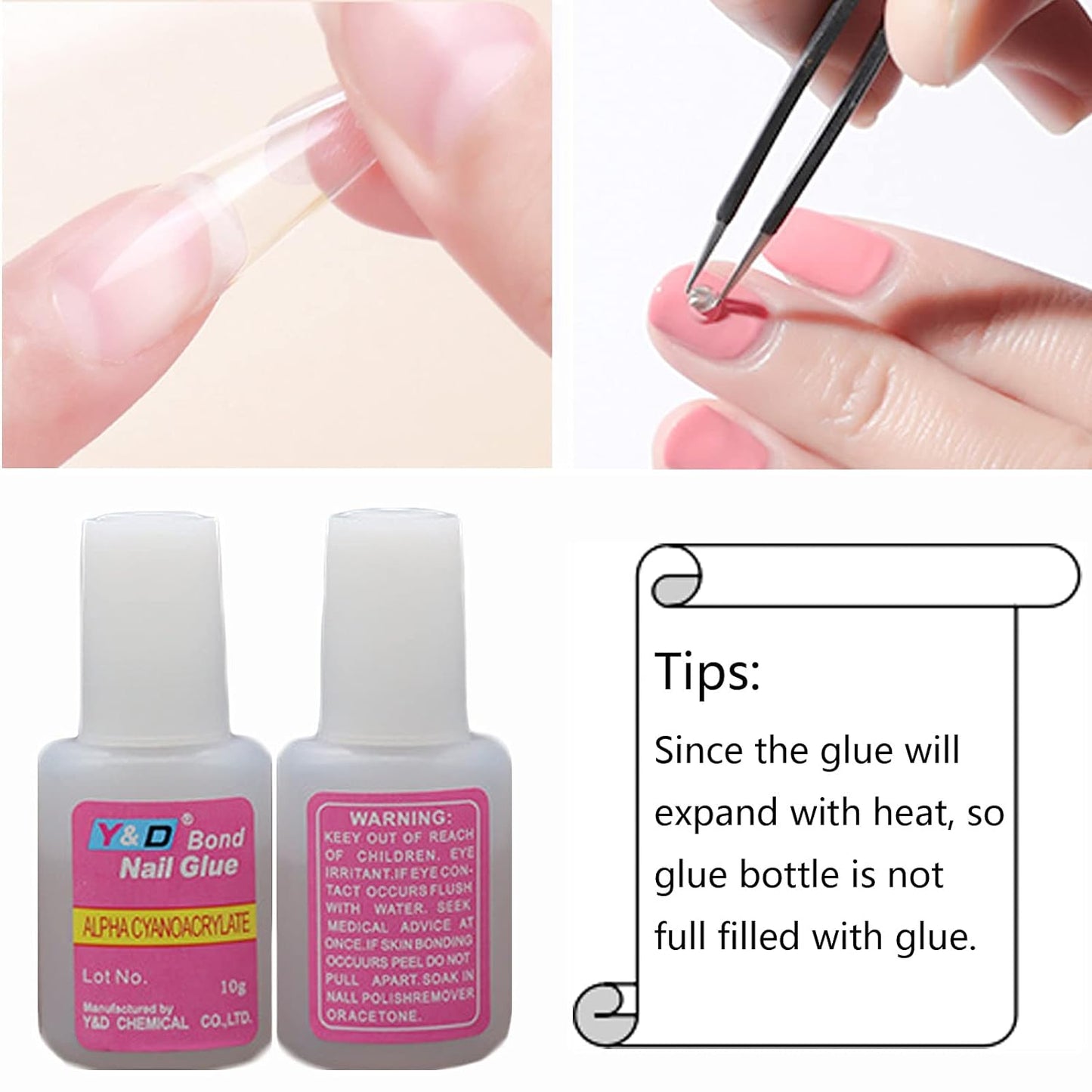 10g Fast Drying Nail Glue for False Nails Glitter Acrylic Nail Rhinestone Decoration Extension Glue Adhensive Nail Care Tool