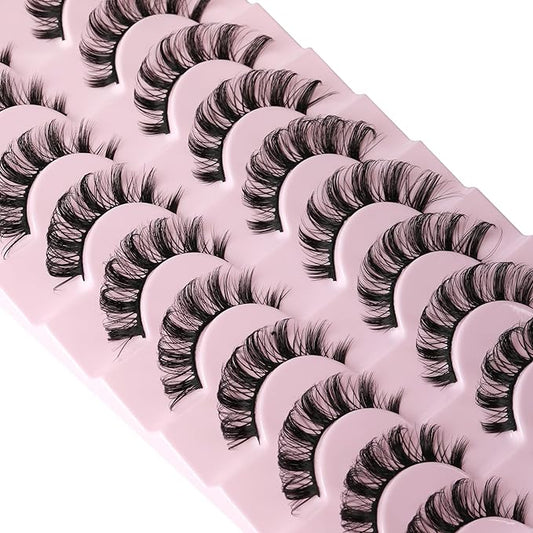 Russian Strip Lashes 10-pairs Fluffy Mink Lashes 3D False Eyelashes Russian Volume Eyelashes Fake Eyelashes