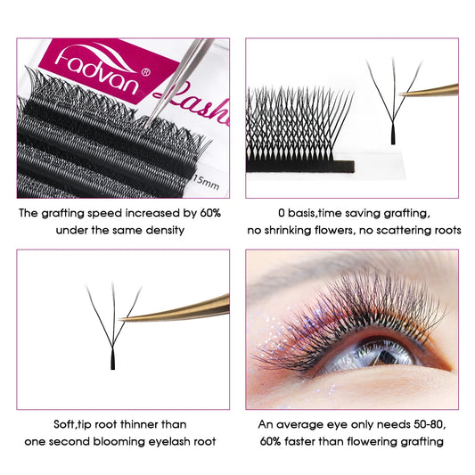 Automatic Flowering W Shape Bloom 3D/4D/5D/6D/7D/8D Premade Fans Eyelash Extensions Natural Soft Professional Lashes