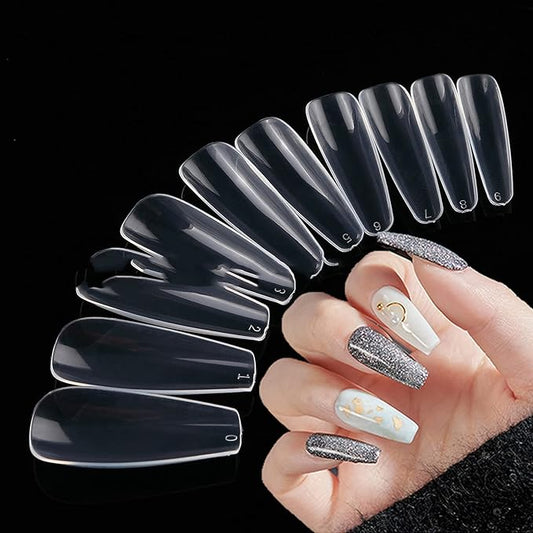 100/500pcs False Nails Artificial Full Cover Fake Tips Acrylic Clear Natural Nail Capsules Soft Gel Tips French Nail Extension