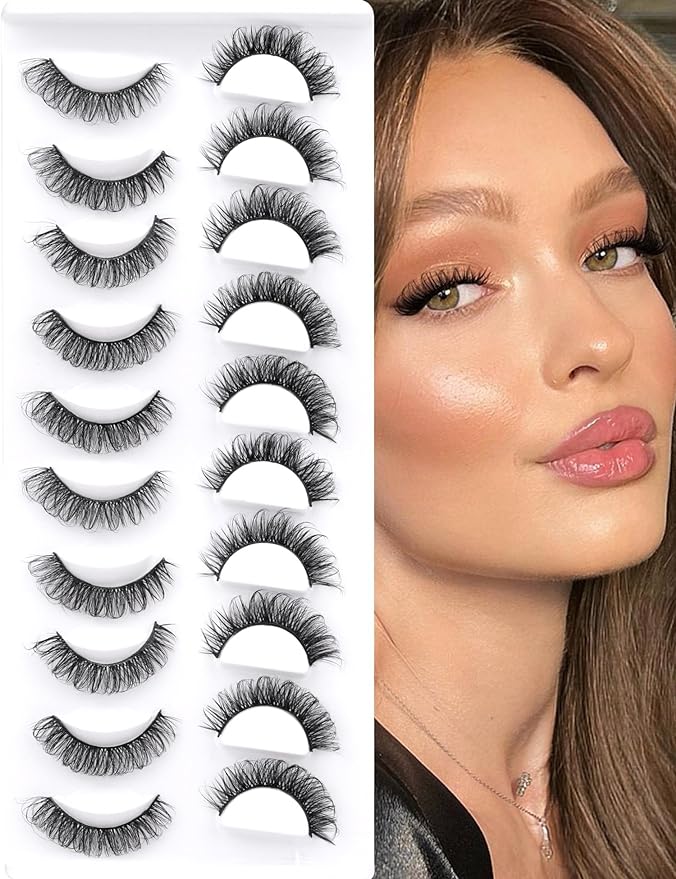 Russian Strip Lashes 10-pairs Fluffy Mink Lashes 3D False Eyelashes Russian Volume Eyelashes Fake Eyelashes